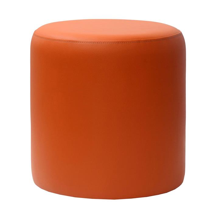Durafurn Commercial Grade Vinyl Round Ottoman, European Made, Orange by ...