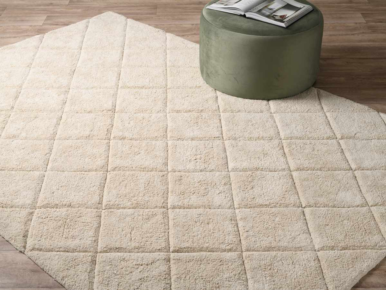 Rea Diamond Floor Rug - Large - Cream by Mocka - Style Sourcebook
