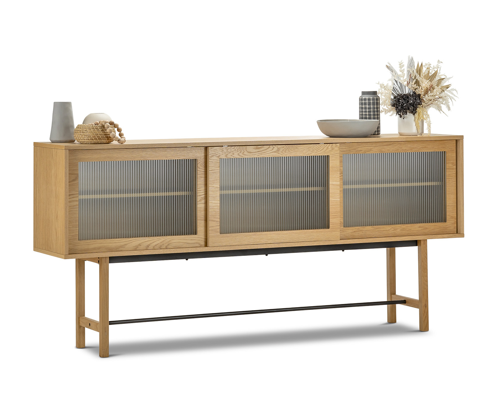 Arae Fluted Glass Sideboard, Natural Oak by L3 Home Style Sourcebook