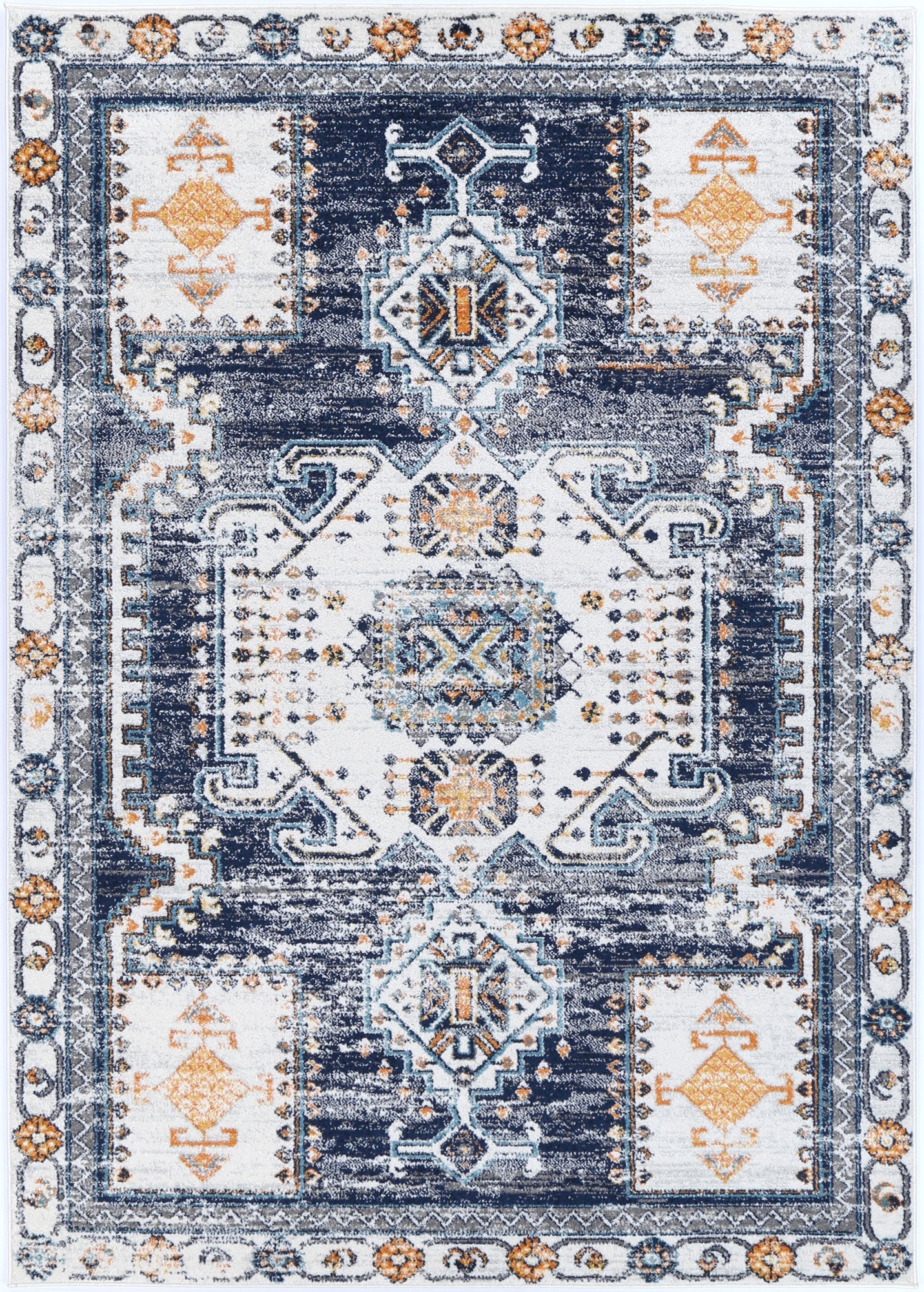 Providence Dark Blue Cream Rug by Wild Yarn Style Sourcebook