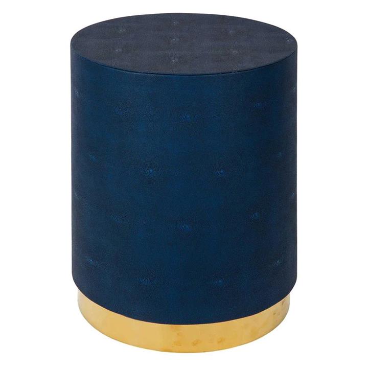 Hunter PU Leather Round Accent Stool / Side Table, Midnight Blue by