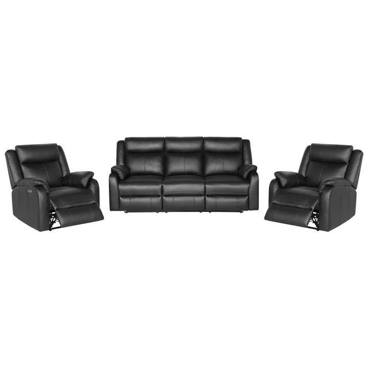 Buena 3 Piece Leather Electric Recliner Lounge Suite, 3+1+1 Seater