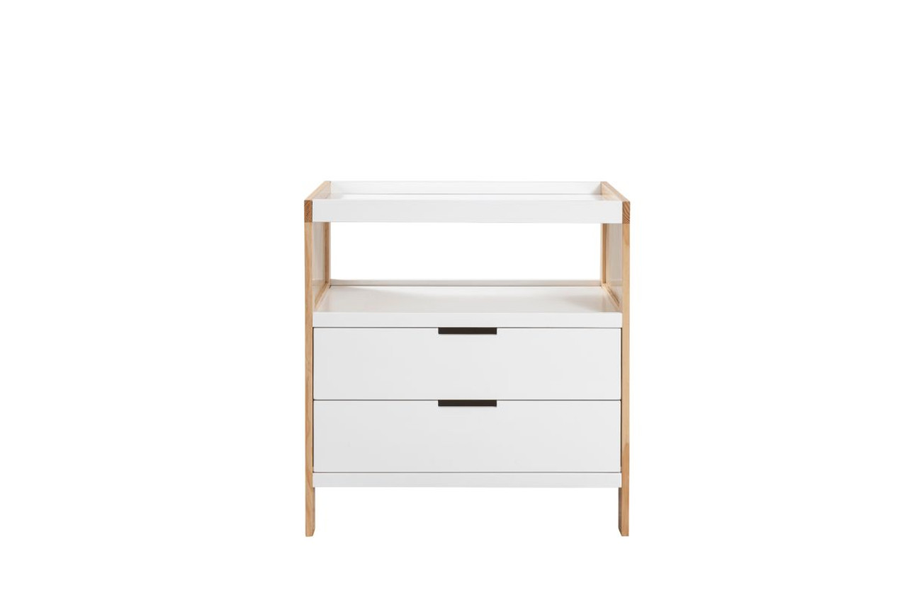 Aspiring Change Table with Drawers White/Natural by Mocka Style