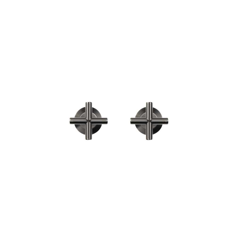 Buildmat Cora Brushed Gunmetal Cross Tap Handles by Buildmat