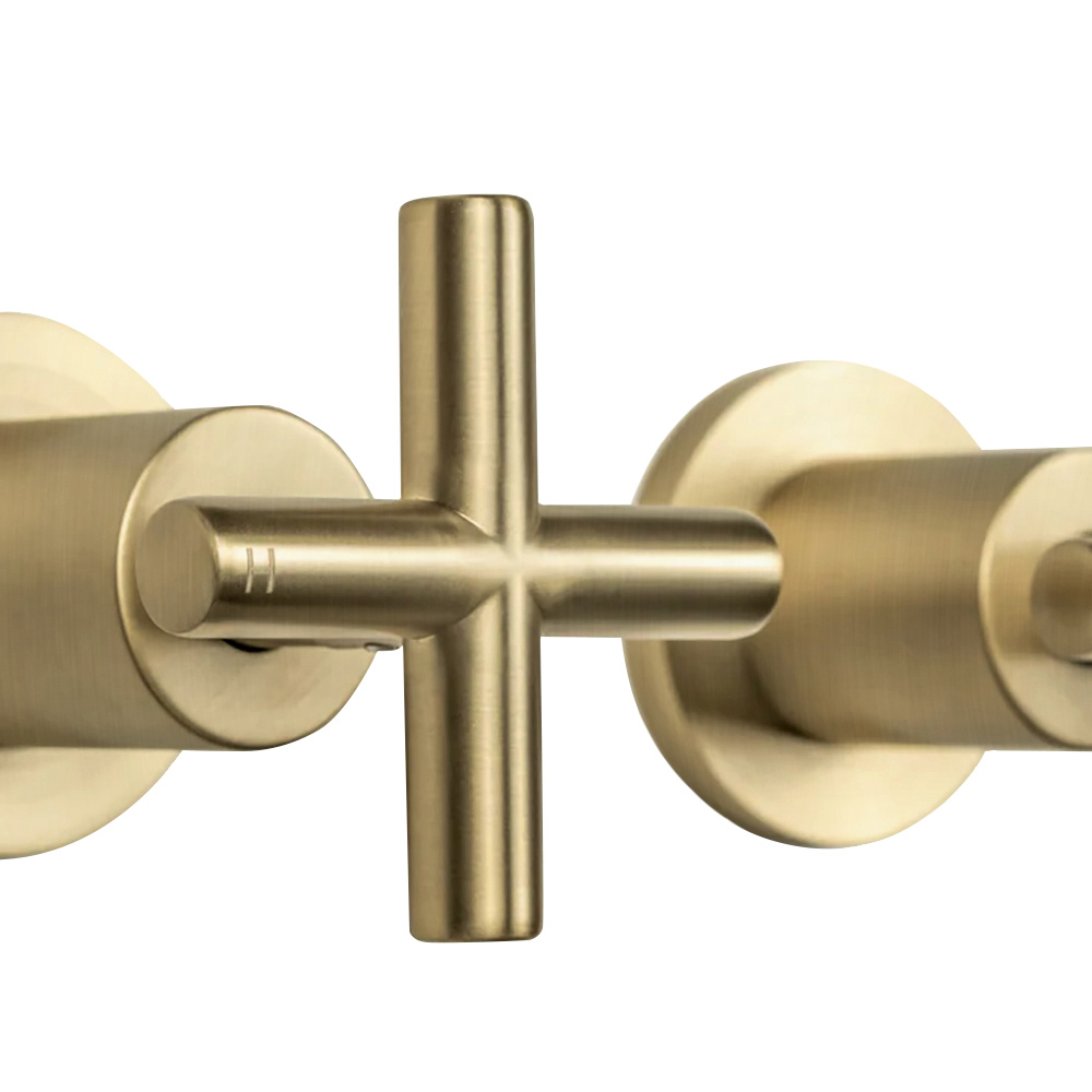 Buildmat Cora Brushed Brass Gold Cross Tap Handles by Buildmat