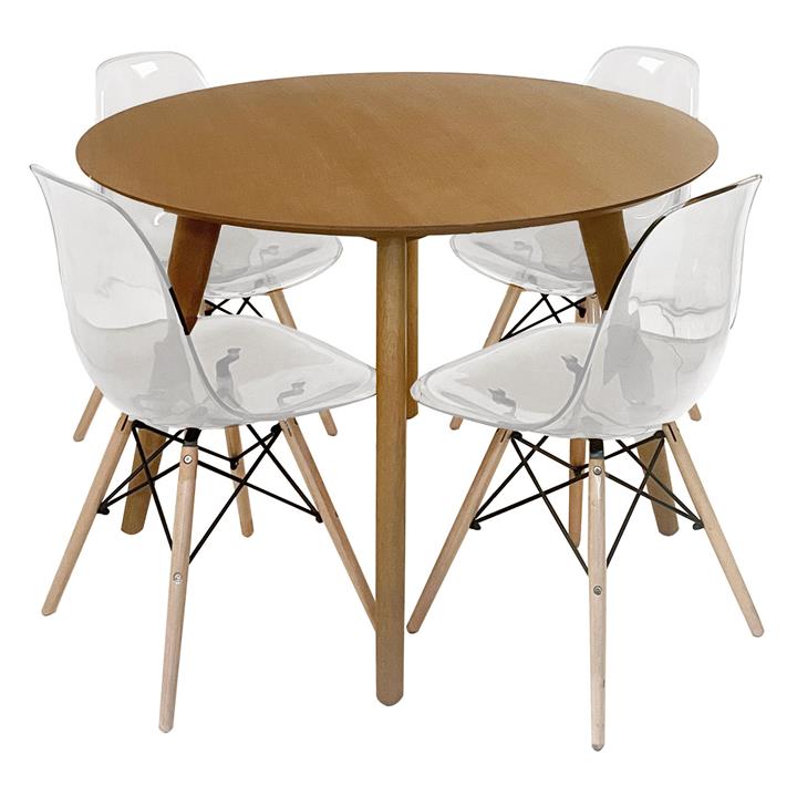 Alexandria 5 Piece Round Dining Table Set, 110cm, with Clear Jackson