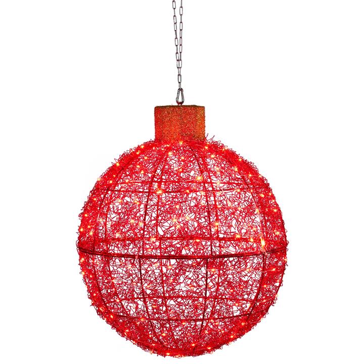 Portom LED Light Up Christmas Bauble Indoor / Outdoor Ornament, Red by