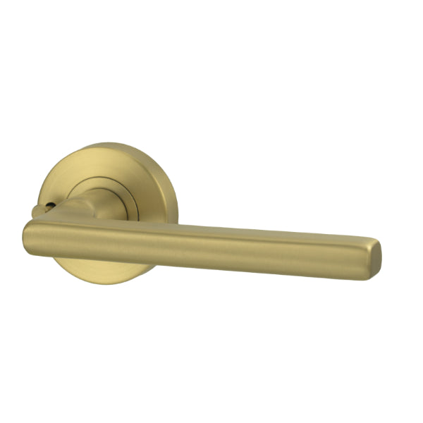Lockwood Vivid V4 Privacy Lever Set Round Rose Satin Brass by Lockwood