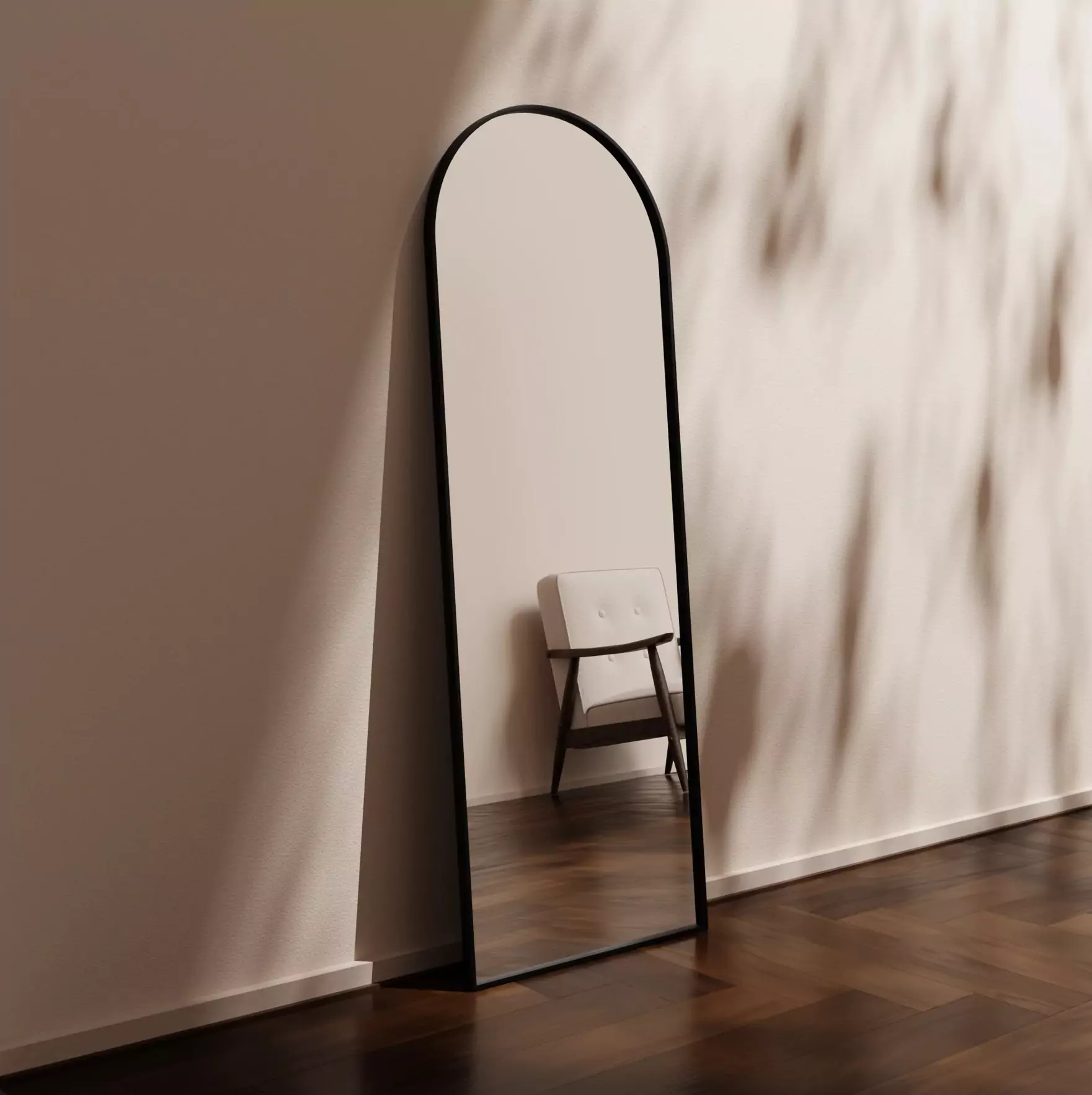 Full Length Arch Leaner Mirror Matt Black 2 Sizes 1700mm x 610mm by