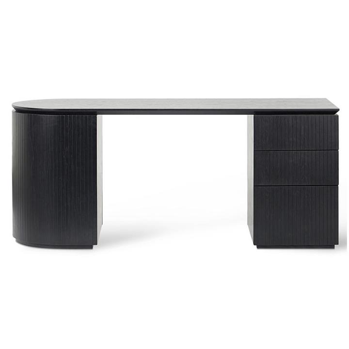 Genoa Wooden Office Desk, 178cm, Black Oak by Conception Living Style