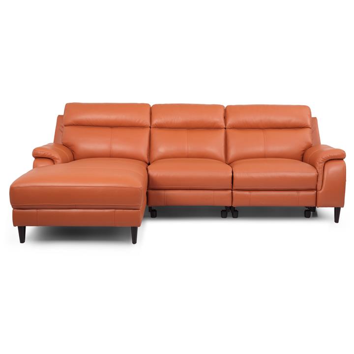 Compton leather electric recliner corner sofa 2 seater with lhf chaise