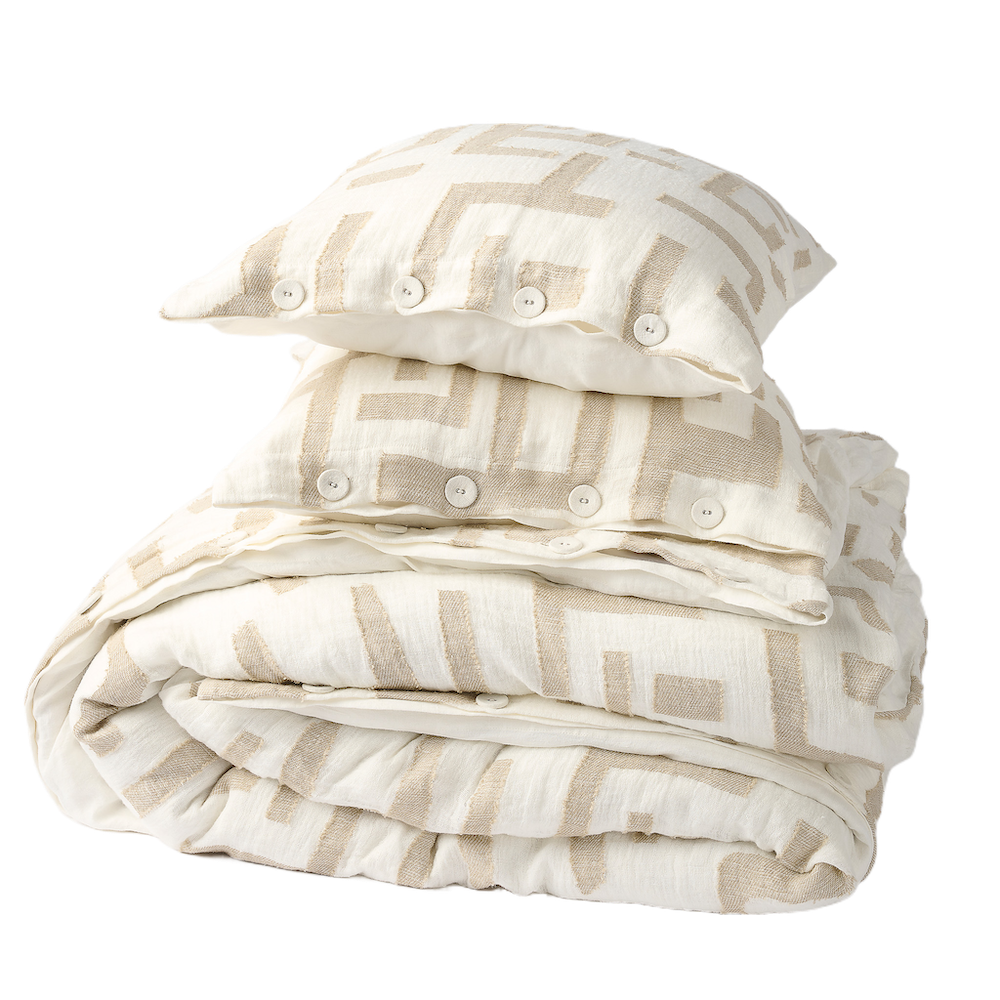 Antico Deluxe Linen Duvet Set White/Natural by Eadie Lifestyle