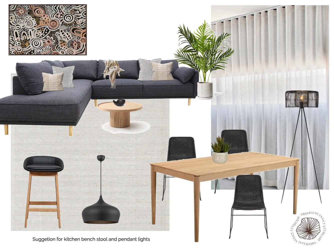 Living and Dining Area - FINAL Interior Design Mood Board by Michelle ...