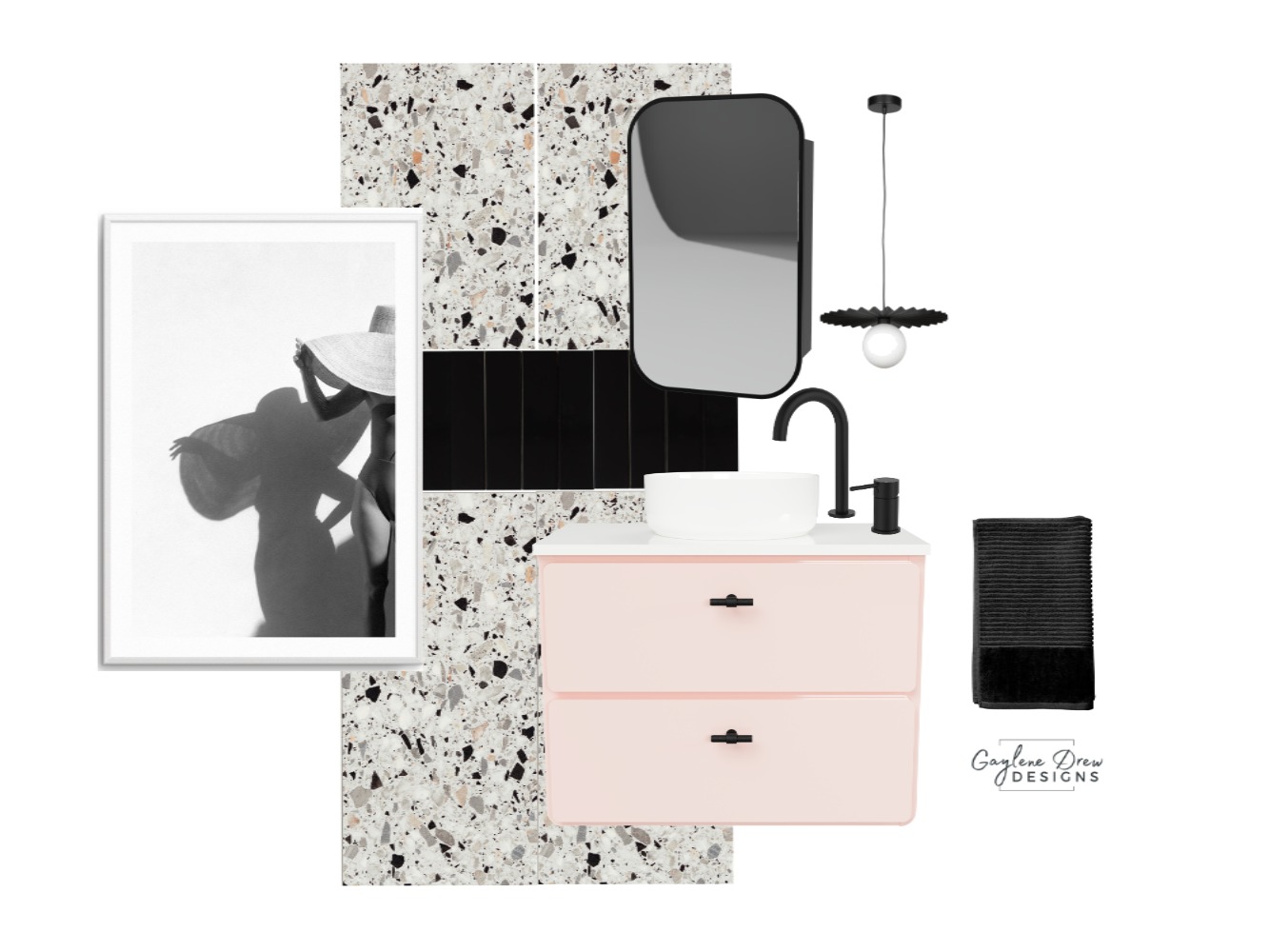 Pink powder room Interior Design Mood Board by Gaylene Drew Designs ...